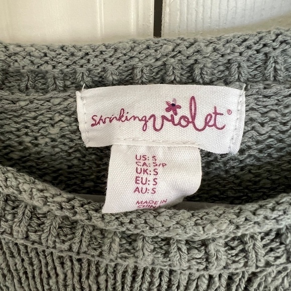 Shrinking Violet Sage Green 100% Cotton Sweater - Size S - Picture 3 of 4